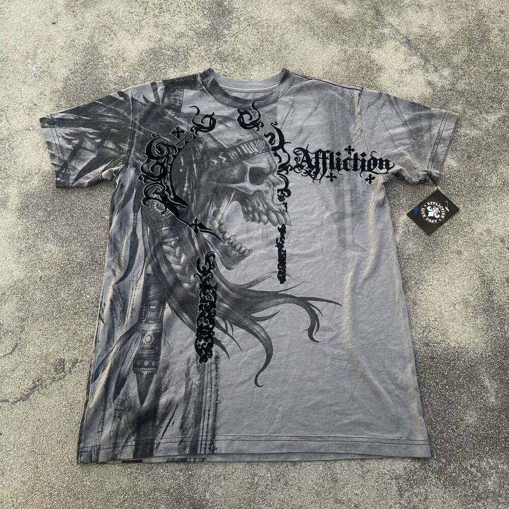 Affliction Indian Chief T-Shirt Silver Mens Graphic Tee